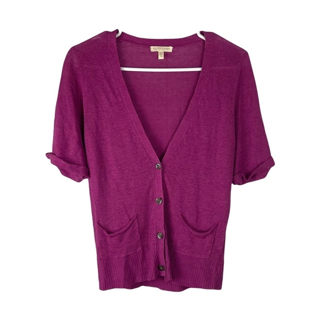 Eileen Fisher Petite Silk and Linen Button Up Cardigan Size Petite Small